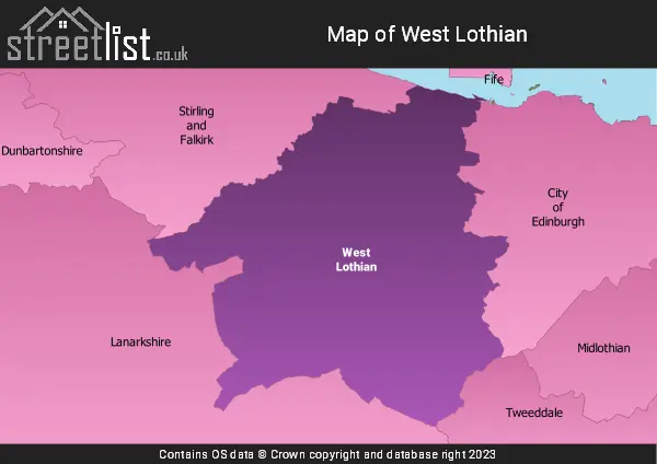 Map of West Lothian